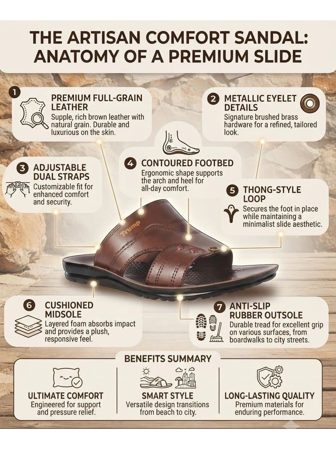 Trump Bizazo Men Tan Flip Flops thumbnail 7