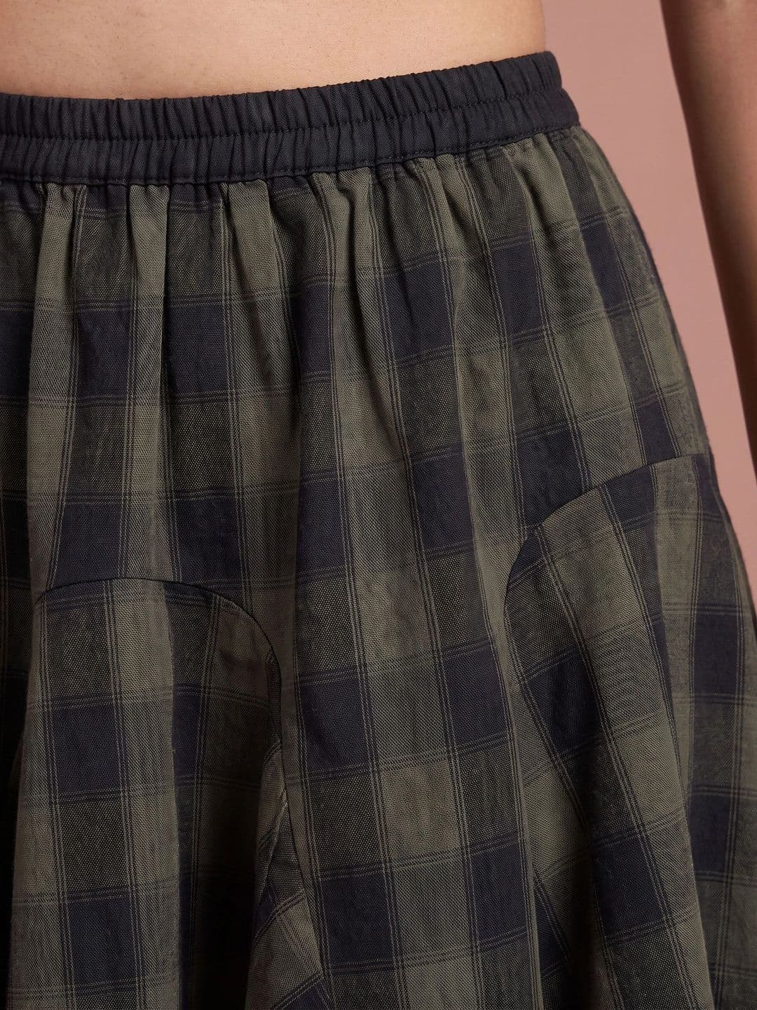 Hive91 Women Pure Cotton Checked Mini Flared Skirt thumbnail 4