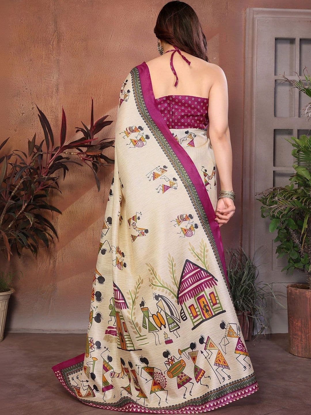 KALINI Warli Art Silk Saree thumbnail 2