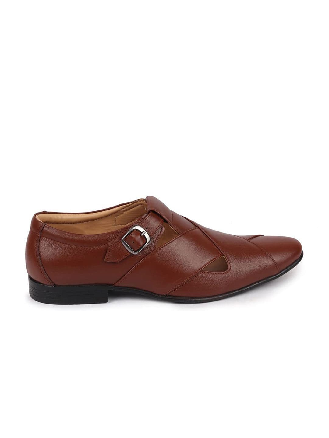 FAUSTO Men Tan Leather Shoe-Style Sandals thumbnail 7