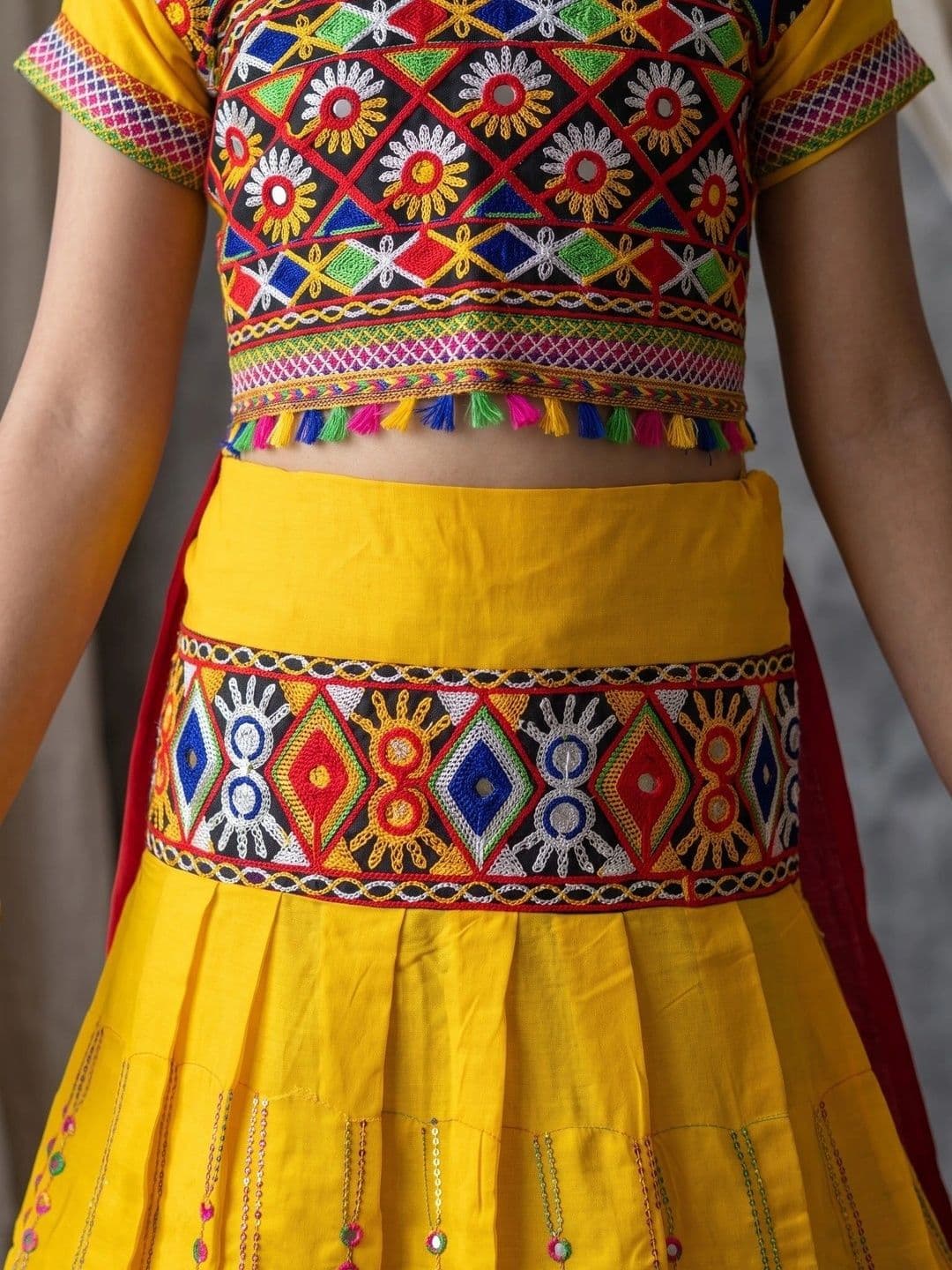 ahhaaaa Girls Embroidered Mirror Work Ready to Wear Lehenga & Blouse With Dupatta thumbnail 6