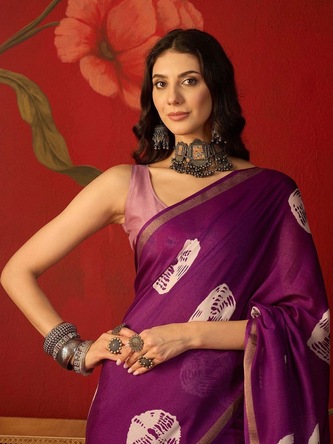 Sangria Zari Silk Cotton Fusion Bandhani Saree thumbnail 4