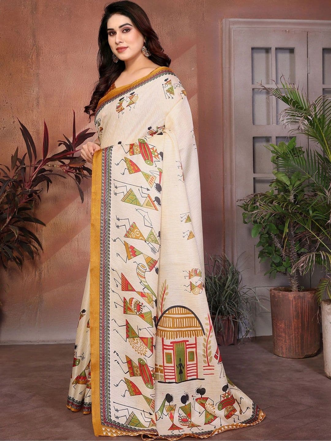 SZN Warli Art Silk Saree thumbnail 5