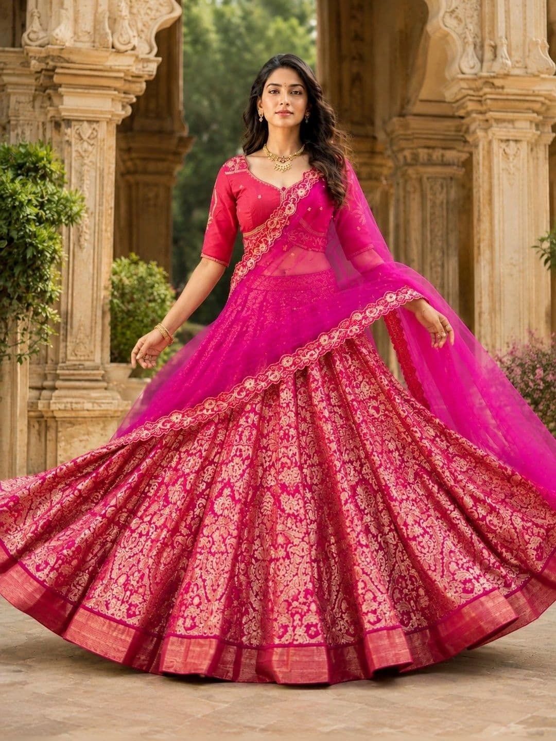 KALINI Women Embroidered Ready to Wear Lehenga & Unstitched Blouse With Dupatta - view 1