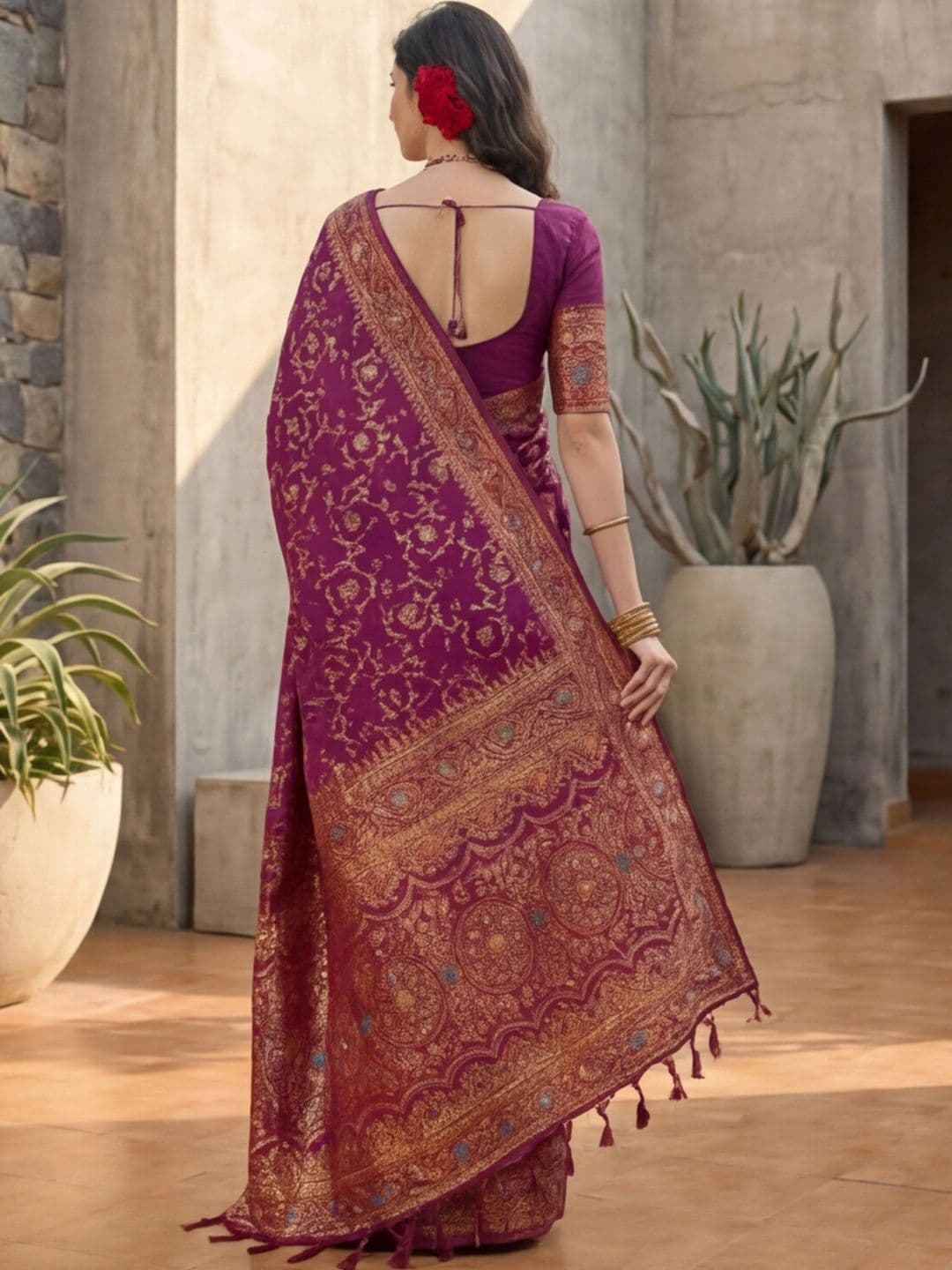 Anouk Rustic Woven Design Zari Silk Blend Designer Kanjeevaram Saree thumbnail 3