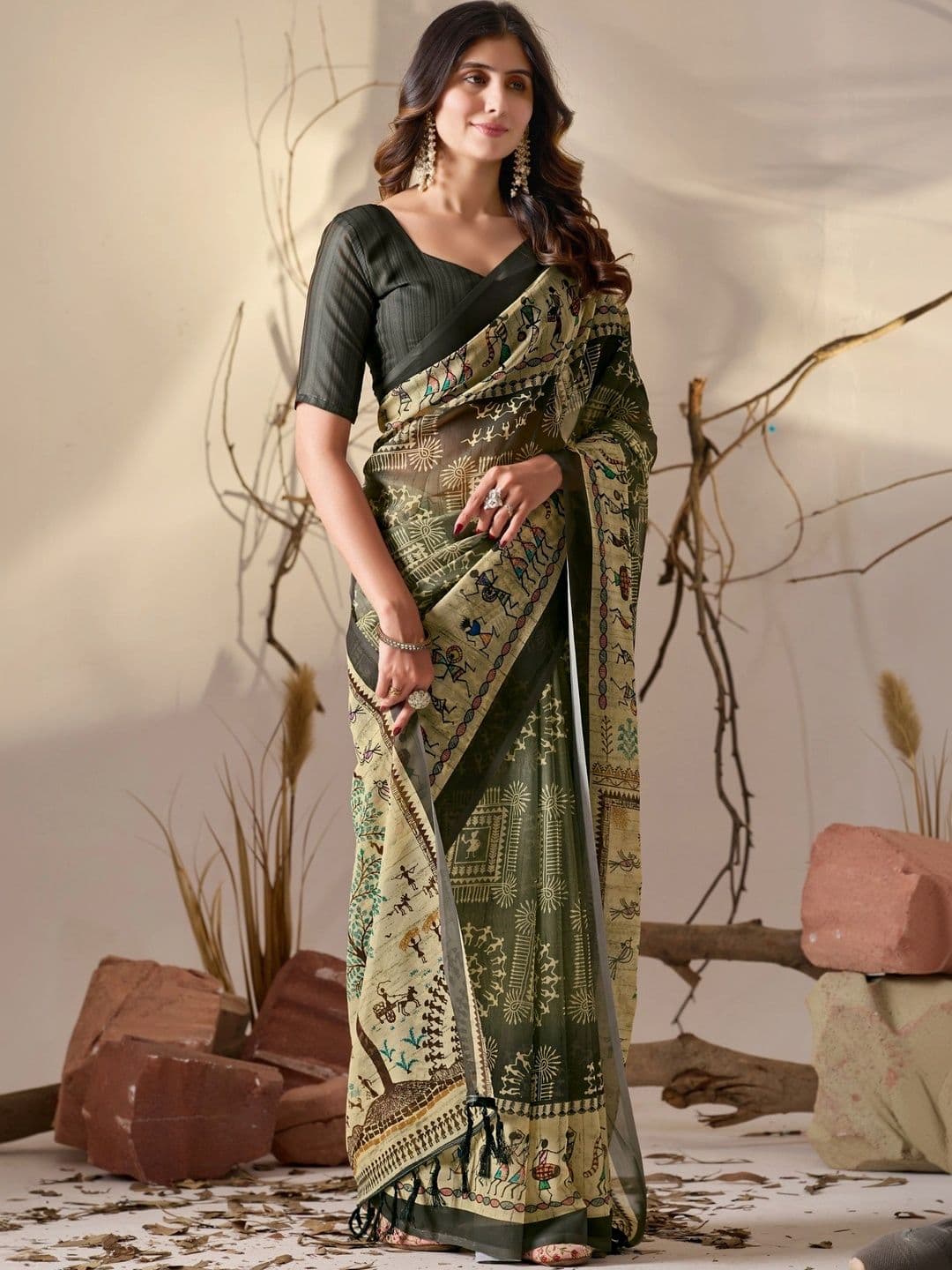 Moda Rapido Warli Poly Georgette Designer Saree thumbnail 7