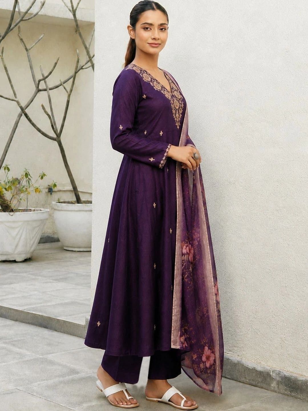 KALINI Women Ethnic Motifs Kurta with Trousers & With Dupatta thumbnail 4