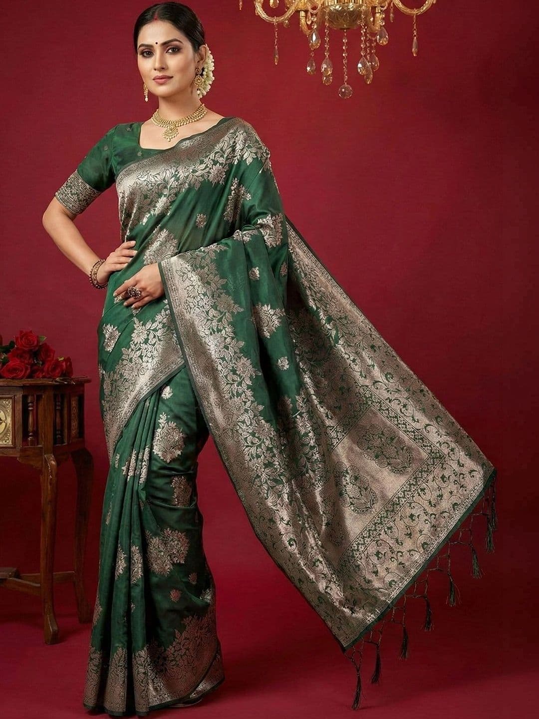 Mitera Woven Design Zari Silk Blend Banarasi Saree - view 1