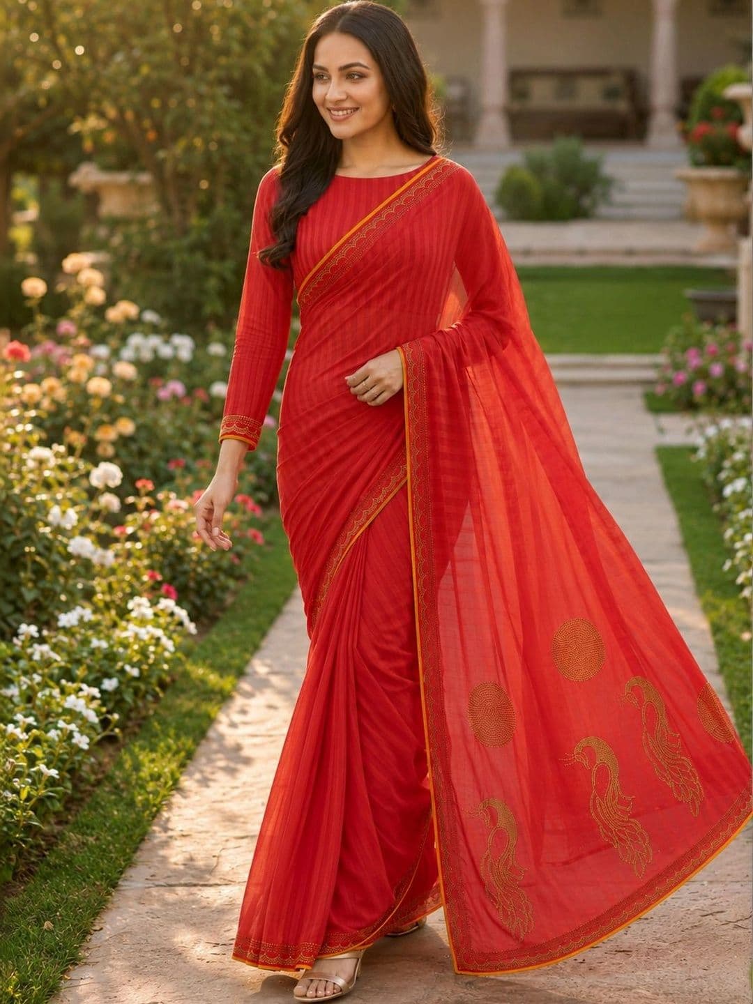Jaipur Vogue Embellished Poly Georgette Saree - view 1