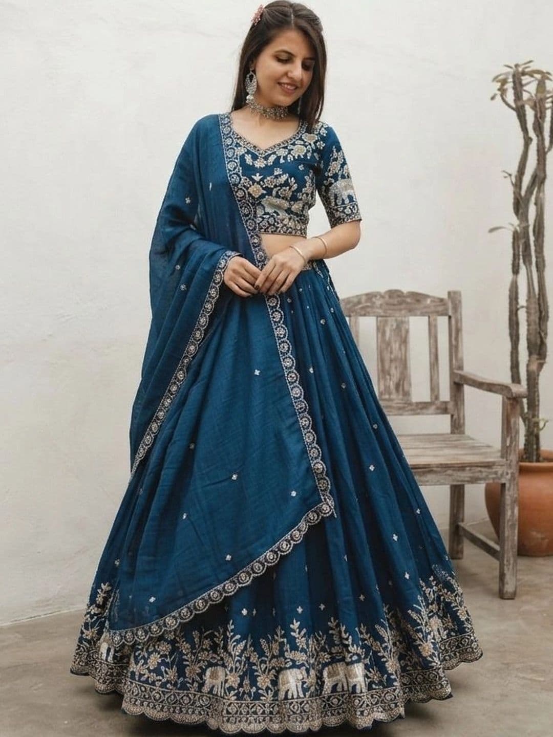all about you Embroidered Semi-Stitched Lehenga & Blouse With Dupatta - view 1