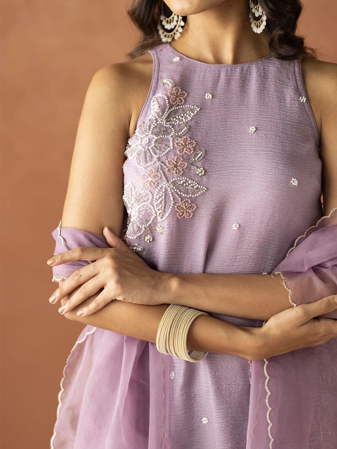 all about you Women Ethnic Motifs Embroidered Regular Thread Work Kurta with Palazzos & With Dupatta thumbnail 4