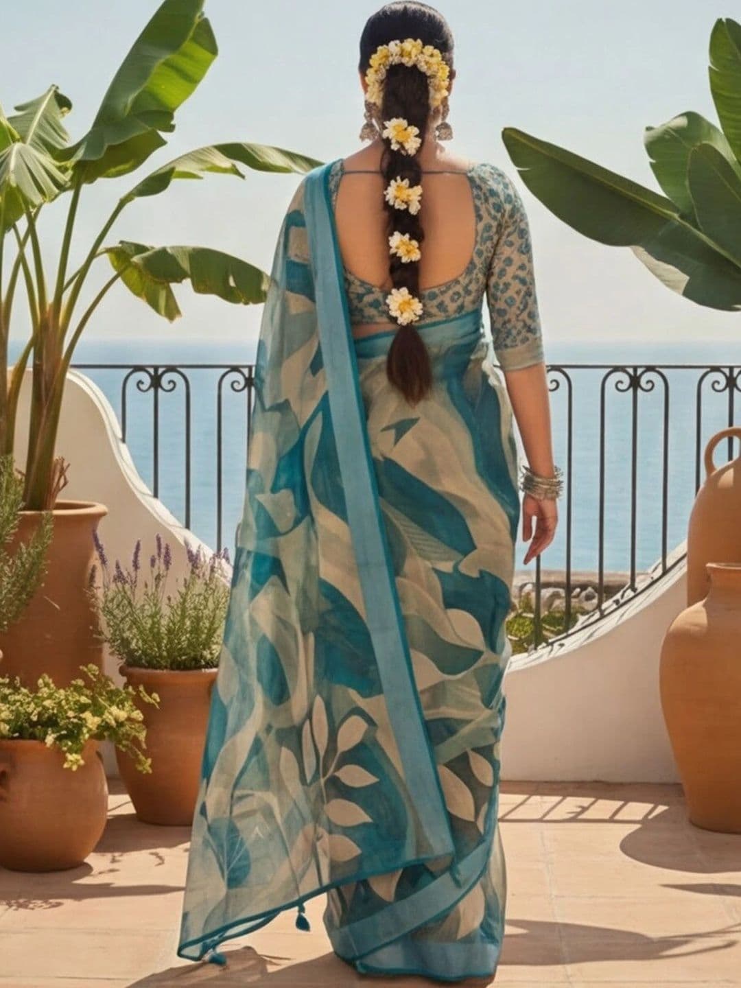 Anouk Rustic Zari Pure Linen Designer Khadi Saree thumbnail 2