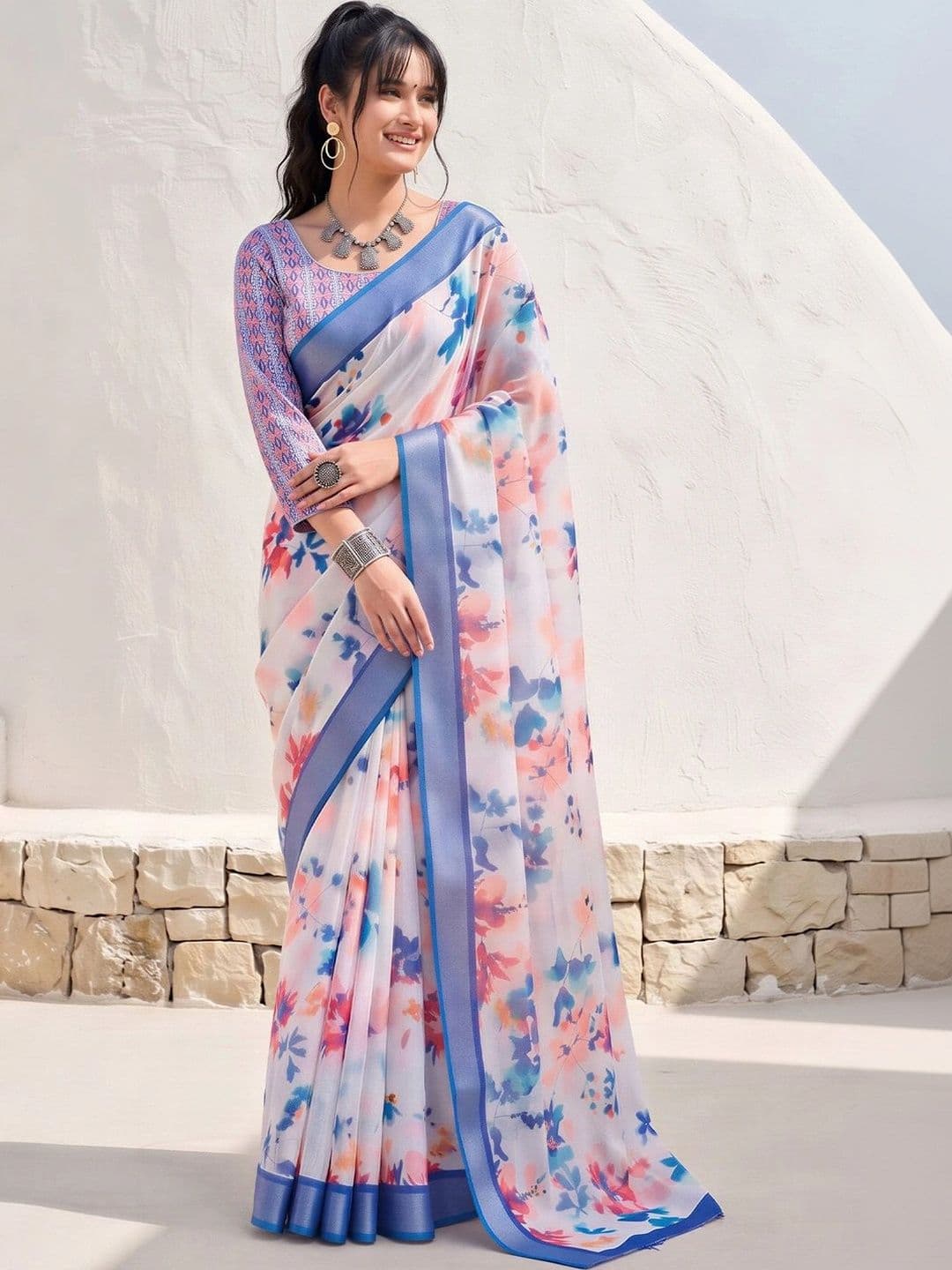 Anouk Floral Zari Designer Saree - view 1