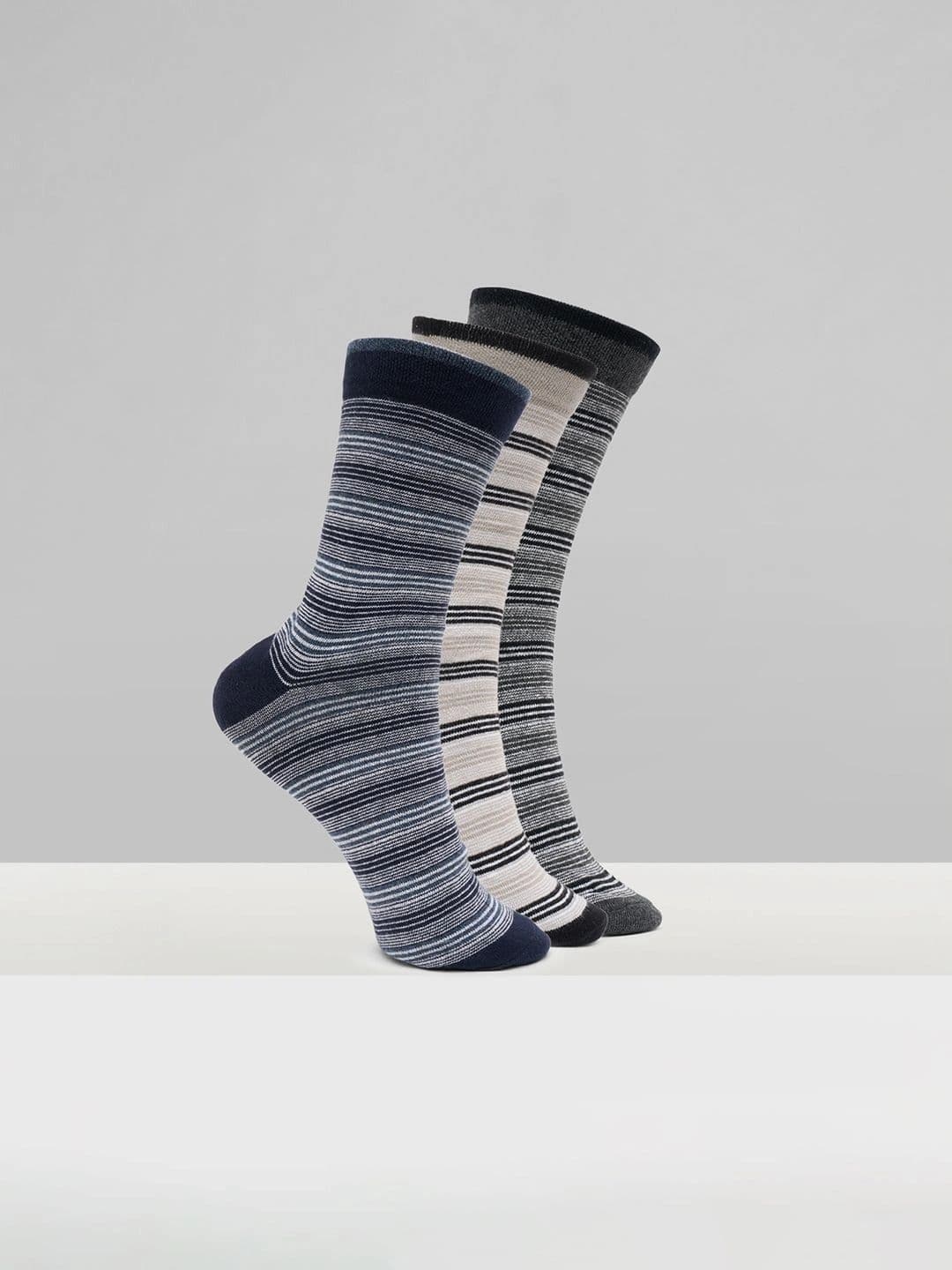 Urban Ranger by pantaloons Men Pack of 3 Cotton Blend Assorted Striped Above Ankle Socks - view 1
