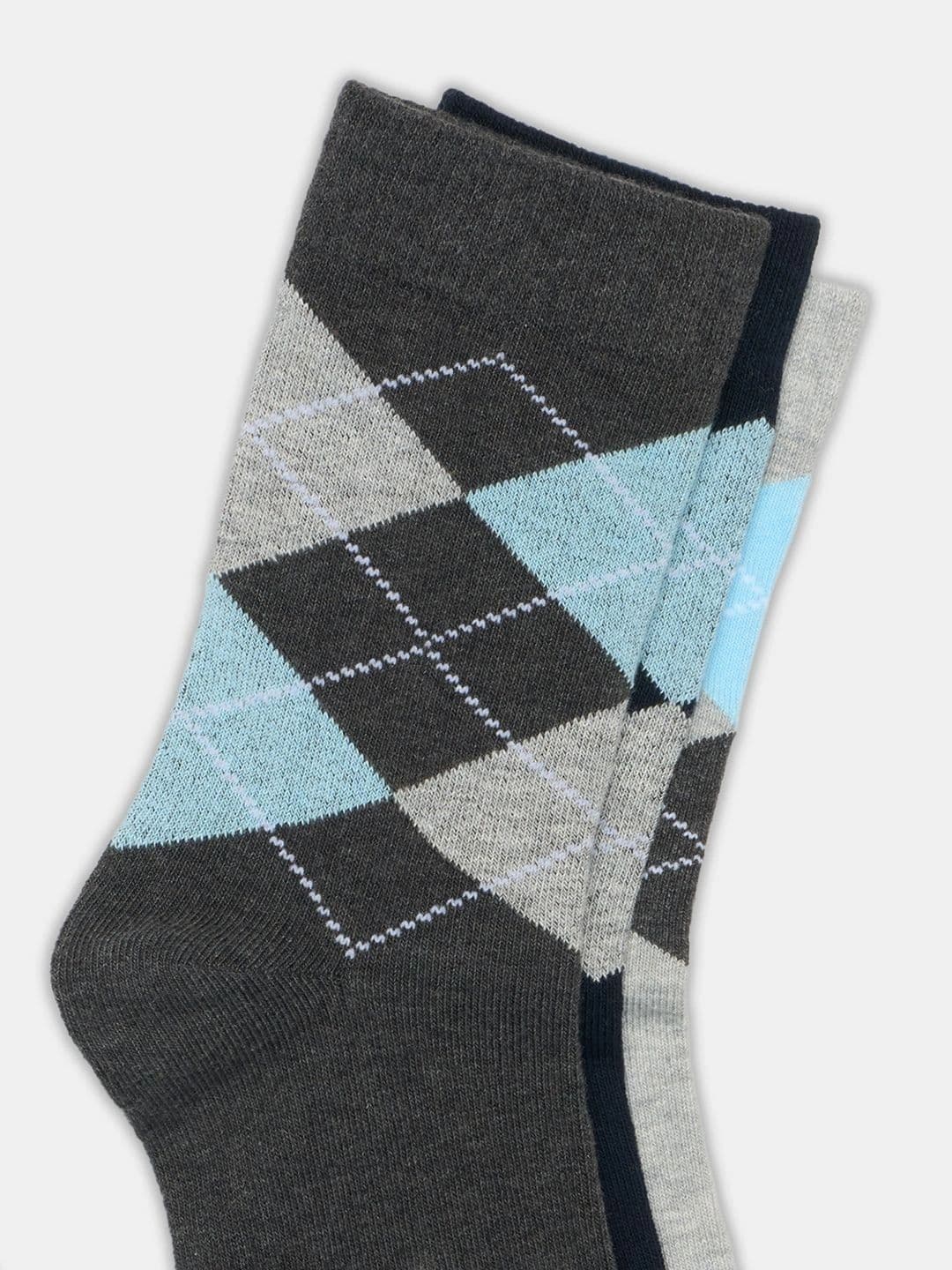 Urban Ranger by pantaloons Men Pack of 3 Cotton Blend Assorted Patterned Calf Length Socks thumbnail 4
