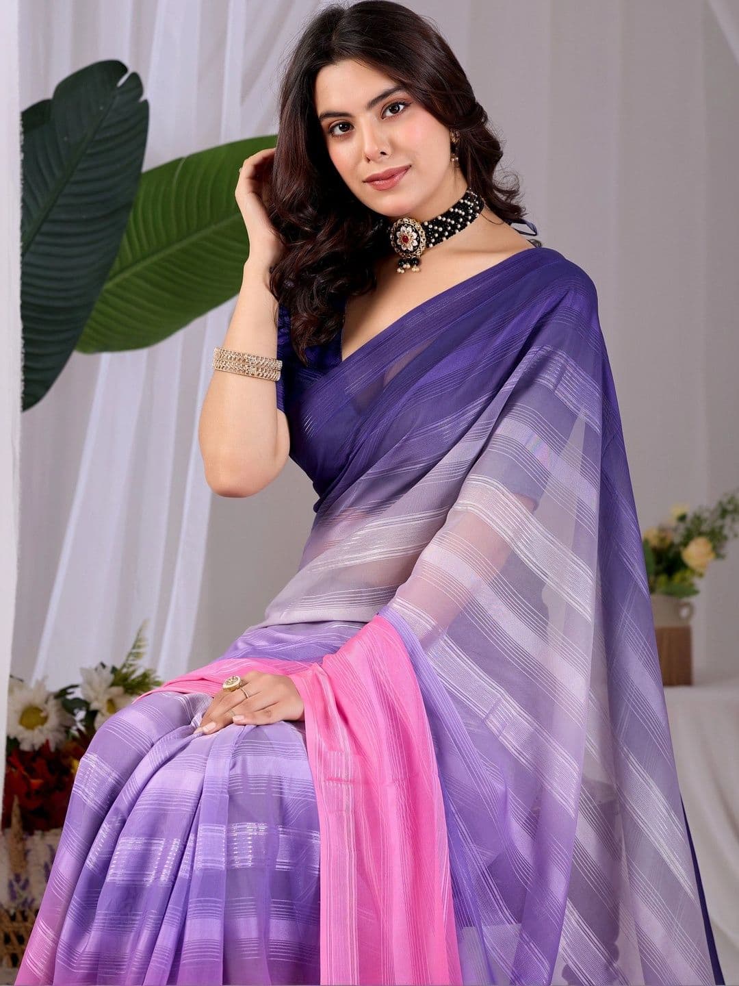 Moda Rapido Ombre Poly Georgette Designer Saree thumbnail 7