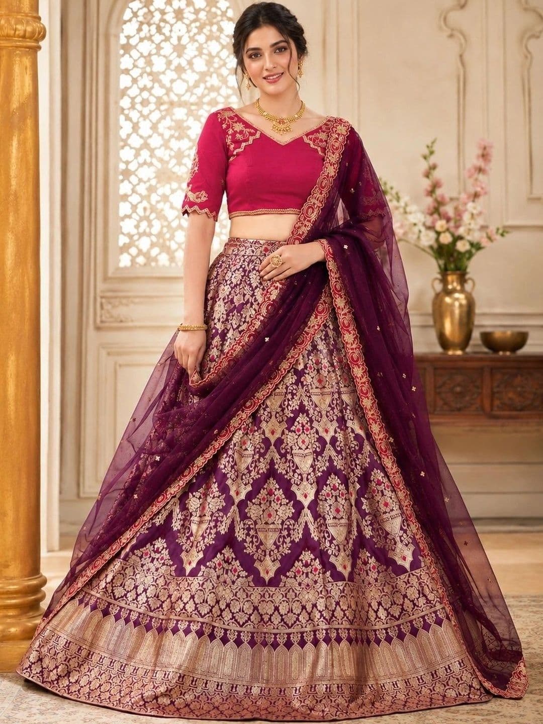 KALINI Embroidered Ready to Wear Lehenga & Unstitched Blouse With Dupatta - view 1