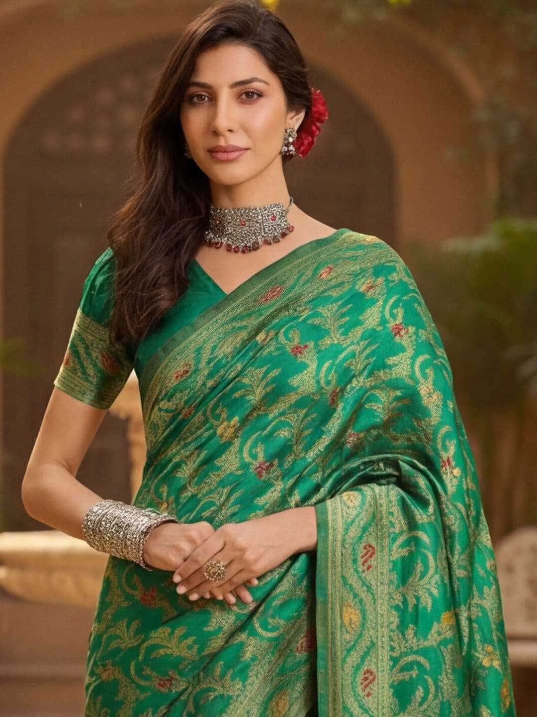Anouk Rustic Woven Design Zari Silk Blend Designer Kanjeevaram Saree thumbnail 6