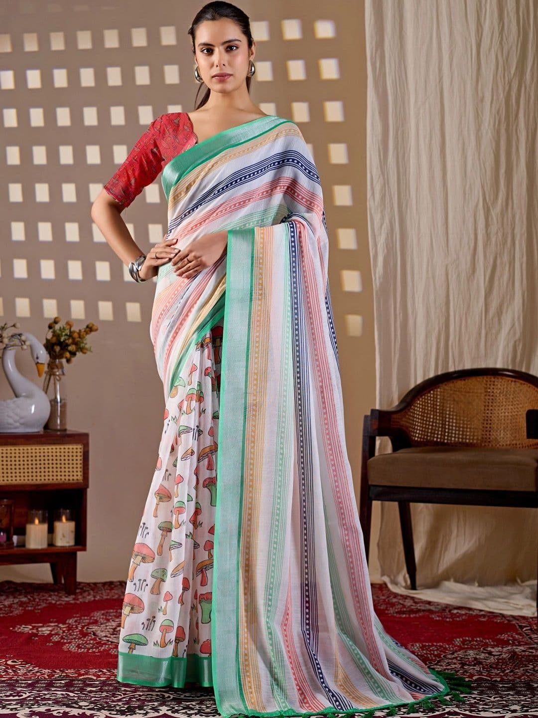 Moda Rapido Zari Linen Blend Designer Saree - view 1