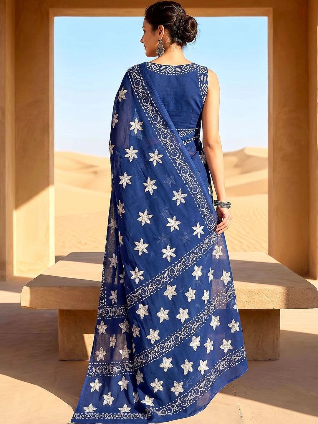 VS MALL Floral Pure Cotton Saree thumbnail 5