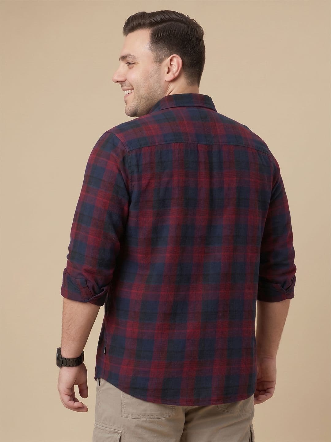 Sztori Plus Size Tartan Checked Pure Cotton Casual Shirt thumbnail 5