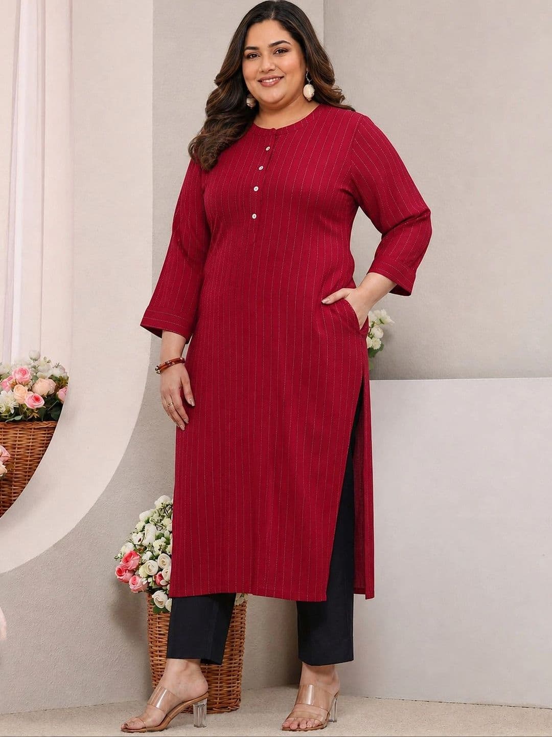 EXTRA LOVE BY LIBAS Women Three Quarter Sleeves Kurta - view 1