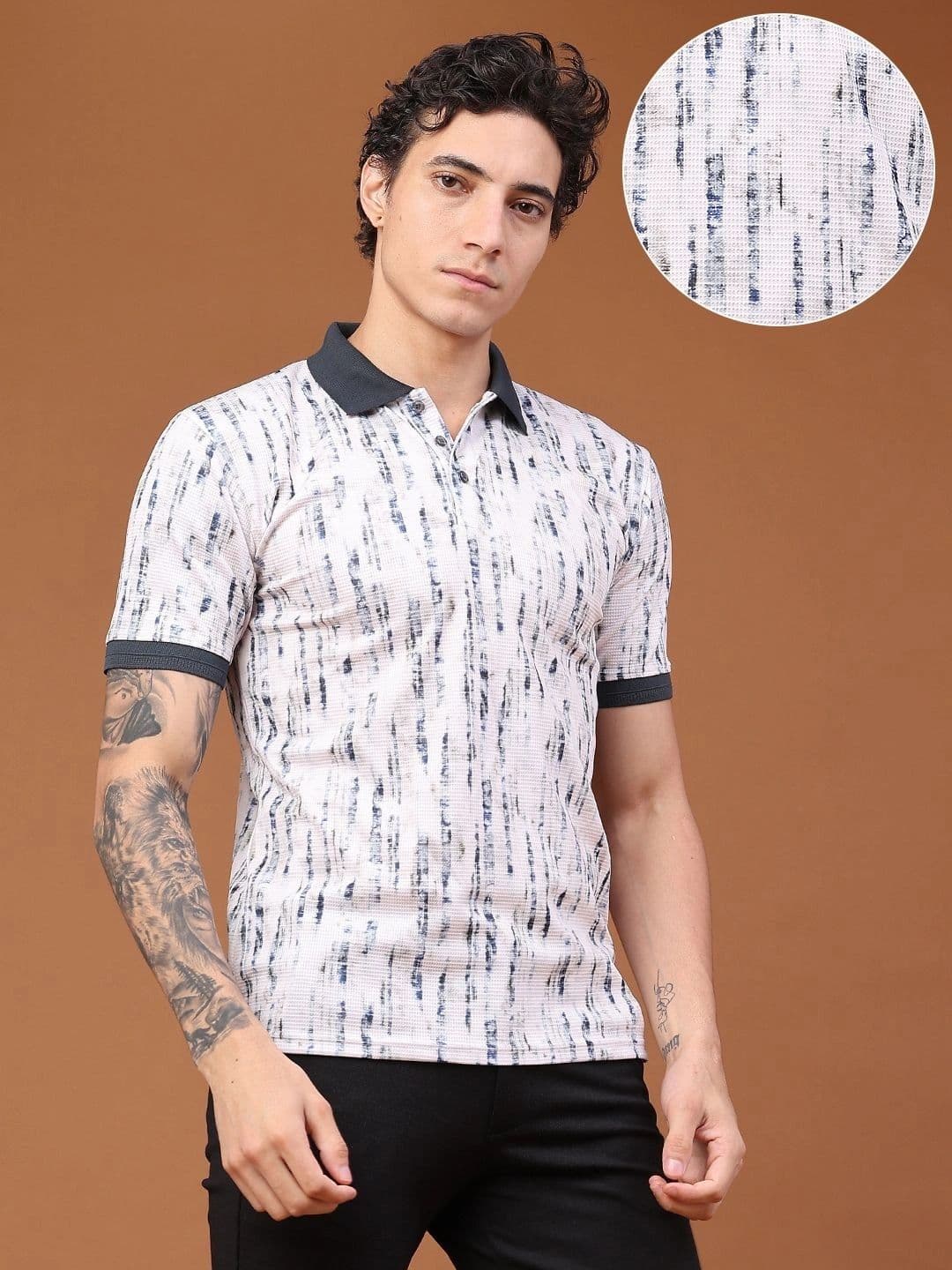 LIMEROAD Men Cotton Printed Polo Collar Short Sleeves T-shirt thumbnail 6