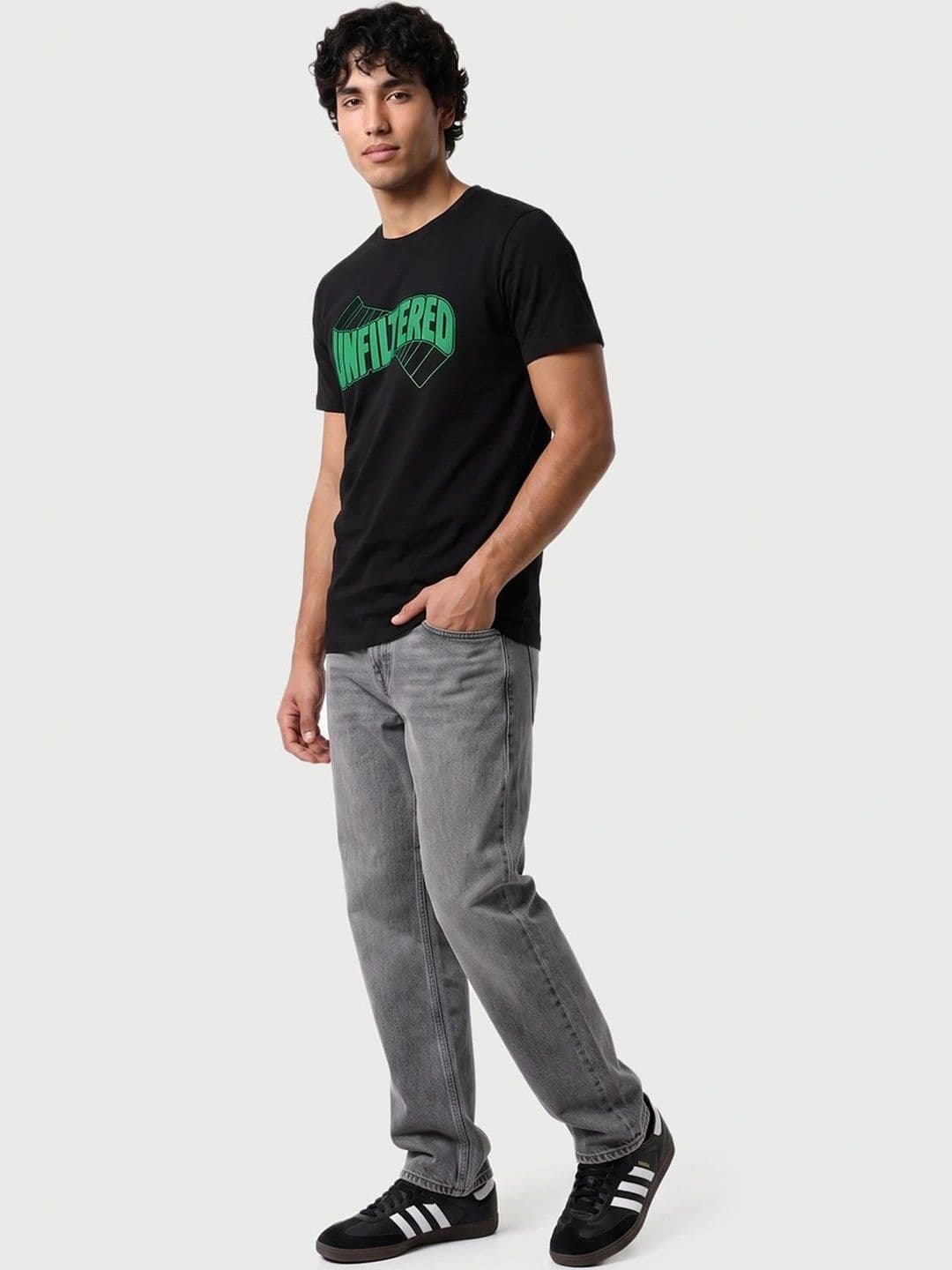 Bewakoof Men's Black Unfiltered Typography T-shirt thumbnail 4