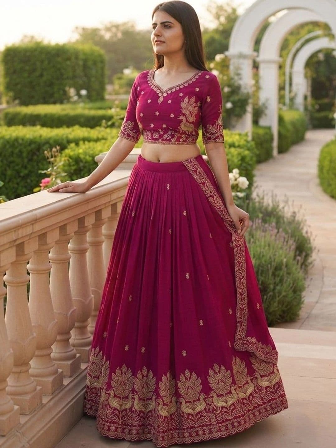 all about you Embroidered Semi-Stitched Lehenga & Blouse With Dupatta thumbnail 2