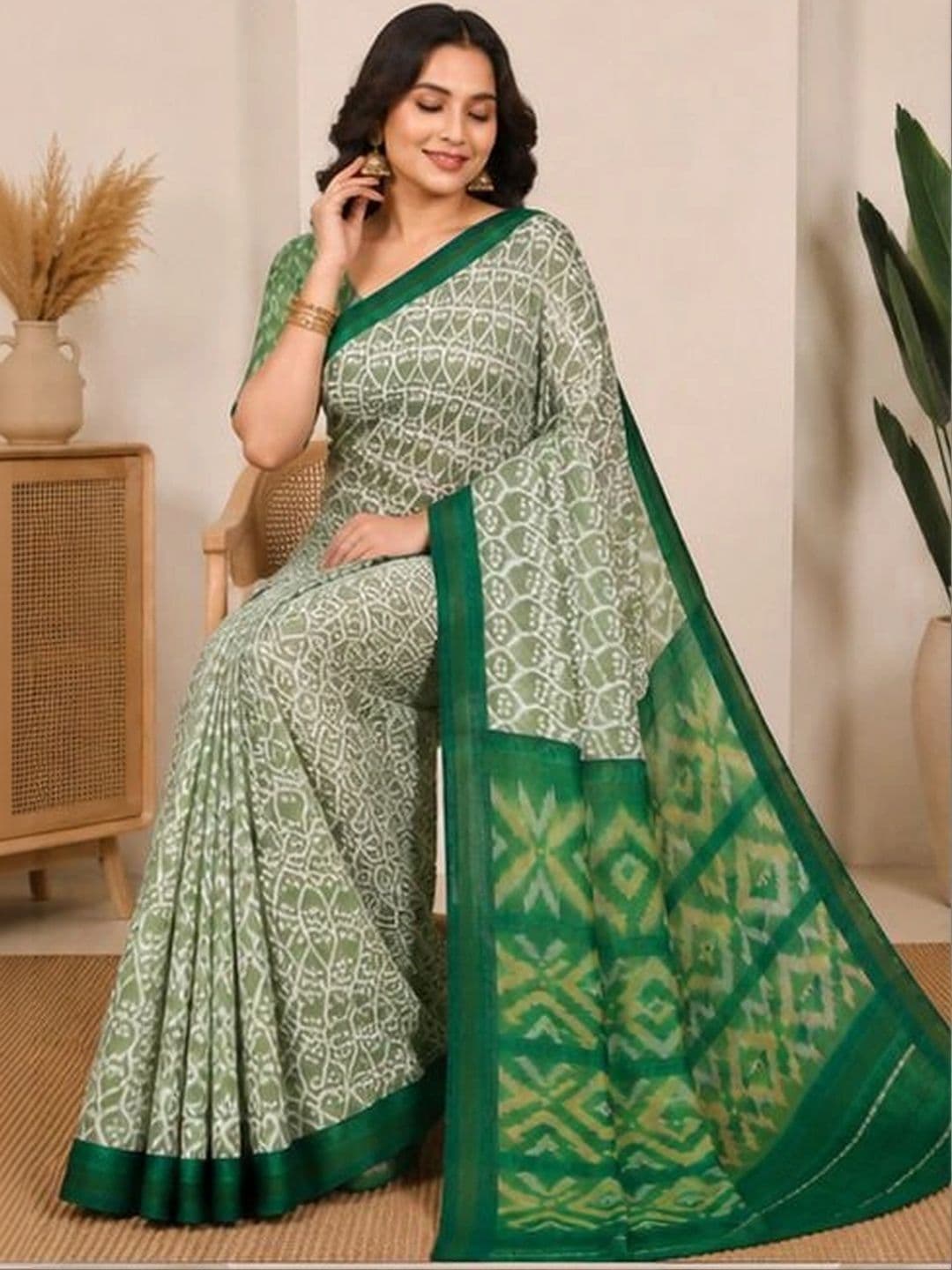 Madhav Kreation Linen Blend Mysore Silk Saree thumbnail 2