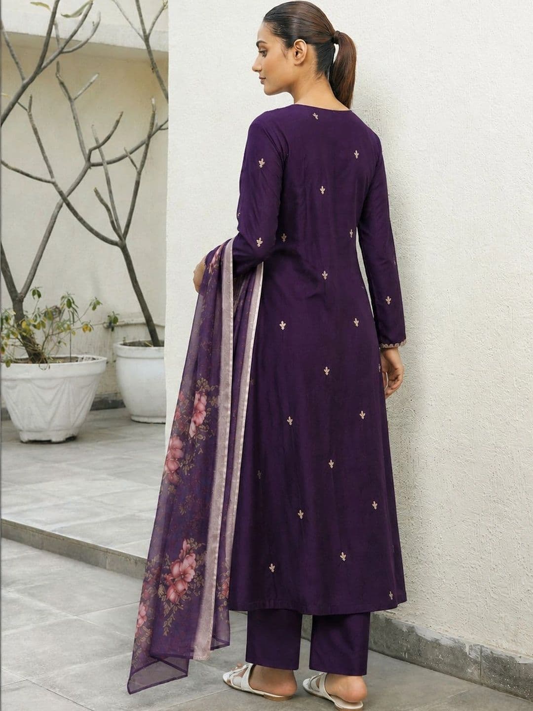 KALINI Women Ethnic Motifs Kurta with Trousers & With Dupatta thumbnail 2