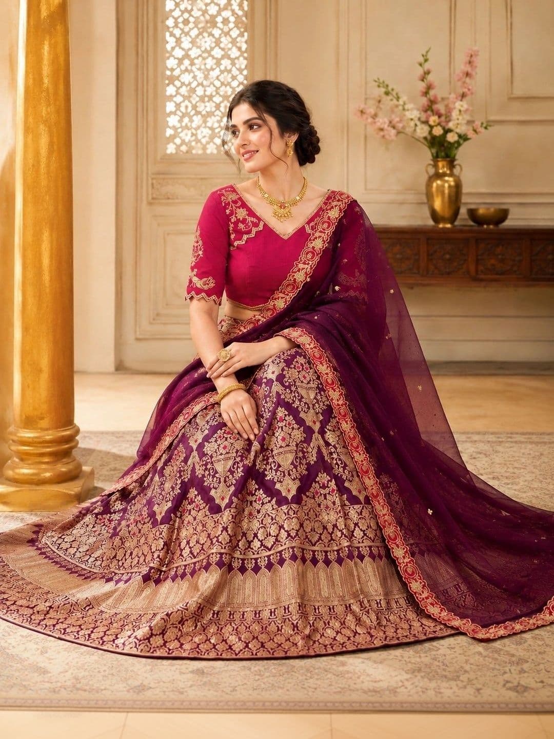 KALINI Embroidered Ready to Wear Lehenga & Unstitched Blouse With Dupatta thumbnail 4