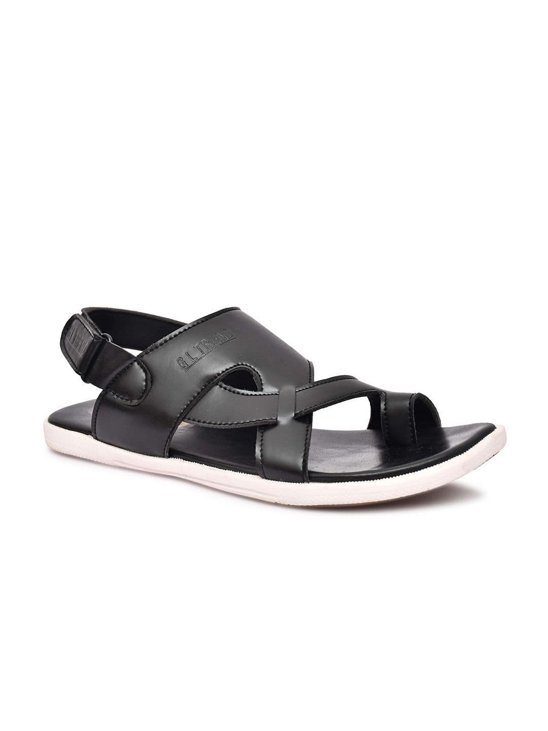 G L Trend Men Black Solid Casual Comfort Sandals with Cross-Strap Design thumbnail 5
