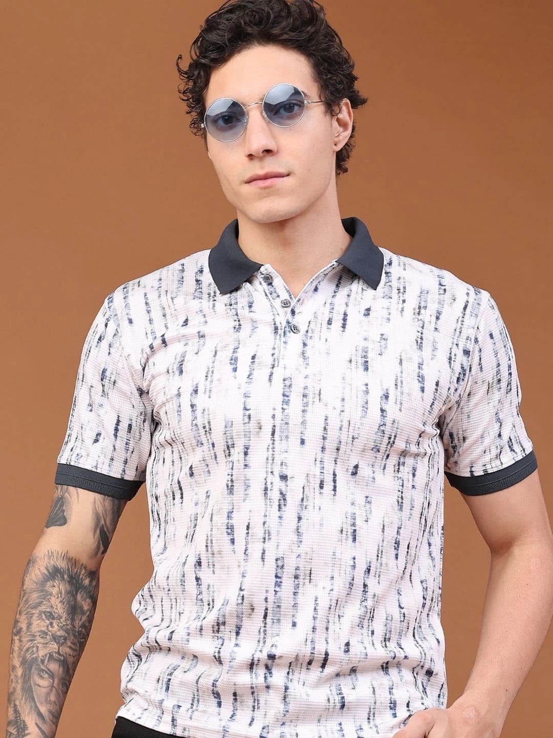 V-Mart Men Printed Polo Collar T-shirt thumbnail 5