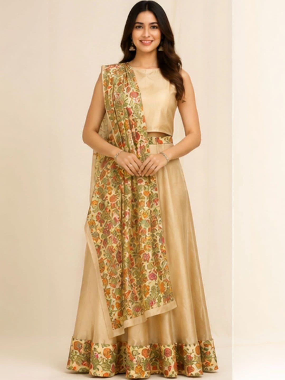 DELIS Kalamkari Ready to Wear Lehenga & Blouse With Dupatta - view 1