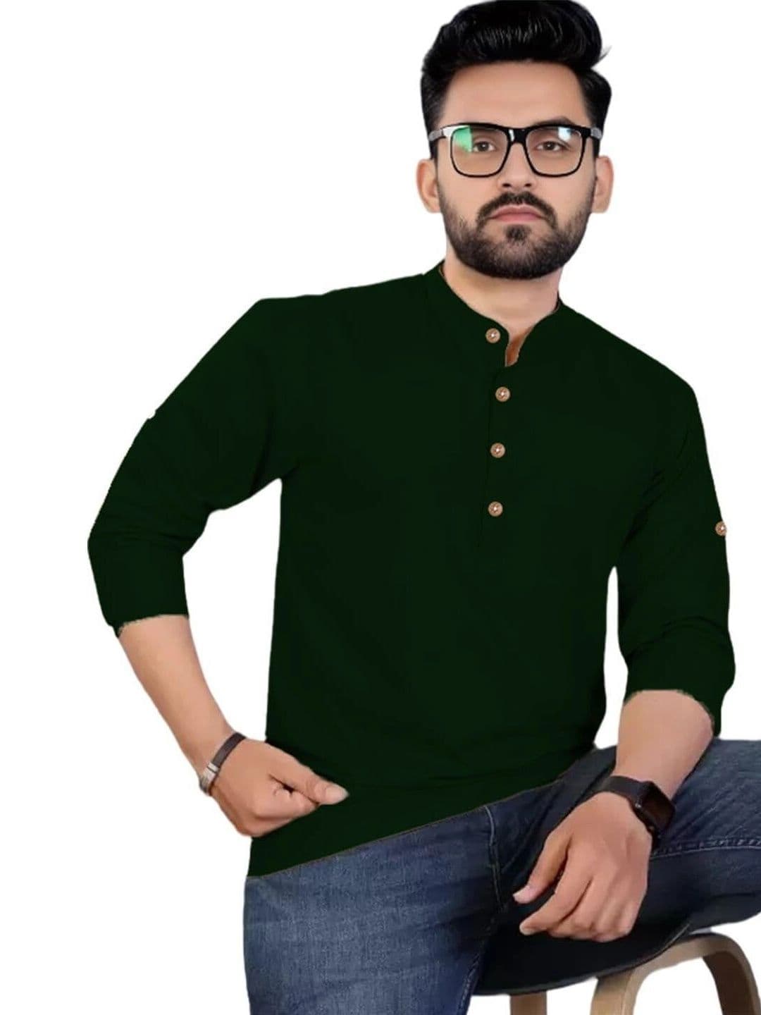Amrit Trending Men Pack of 2 Cotton Mandarin Collar Kurta thumbnail 2