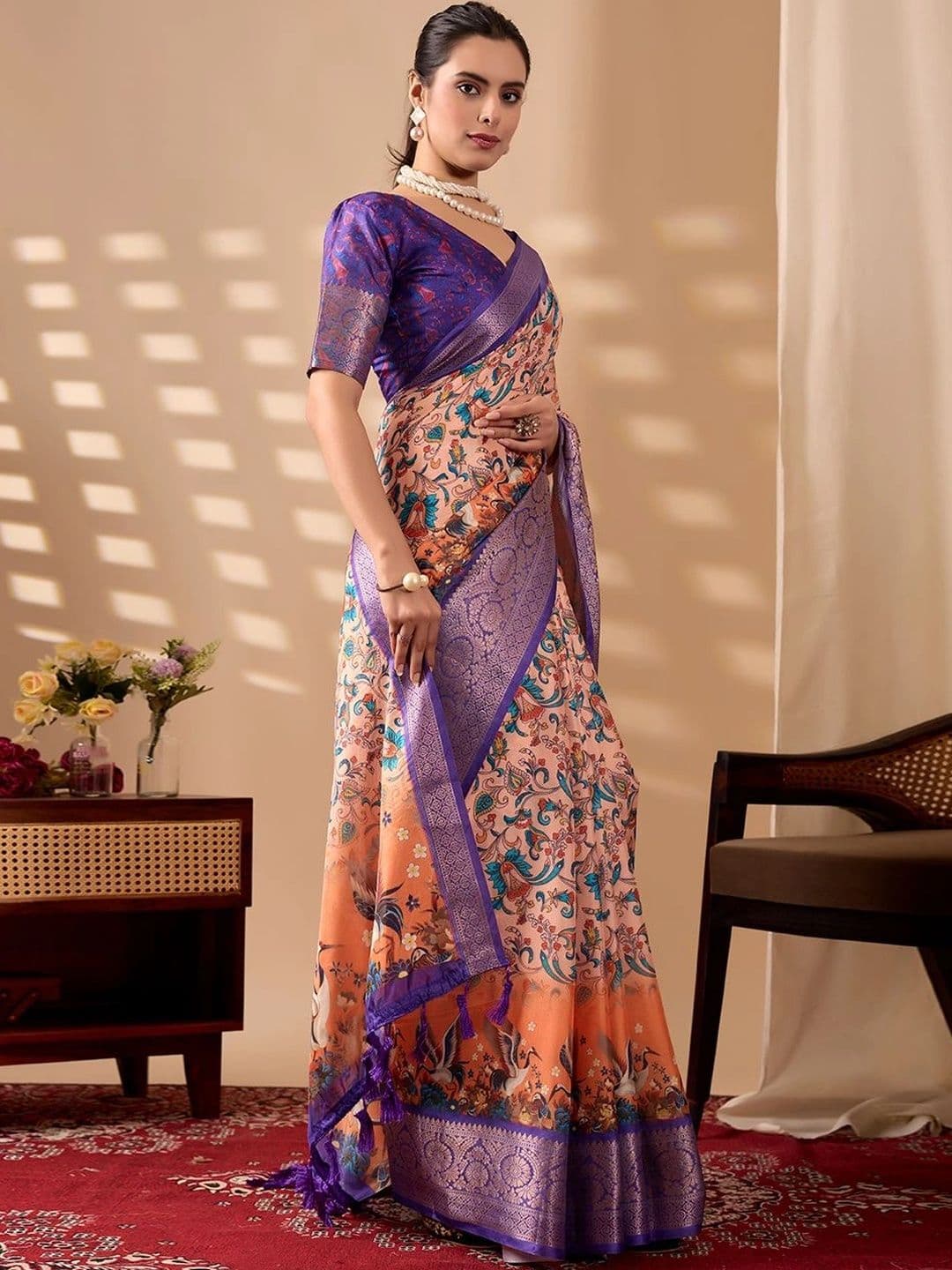 Moda Rapido Ethnic Motifs Zari Silk Blend Designer Saree thumbnail 2