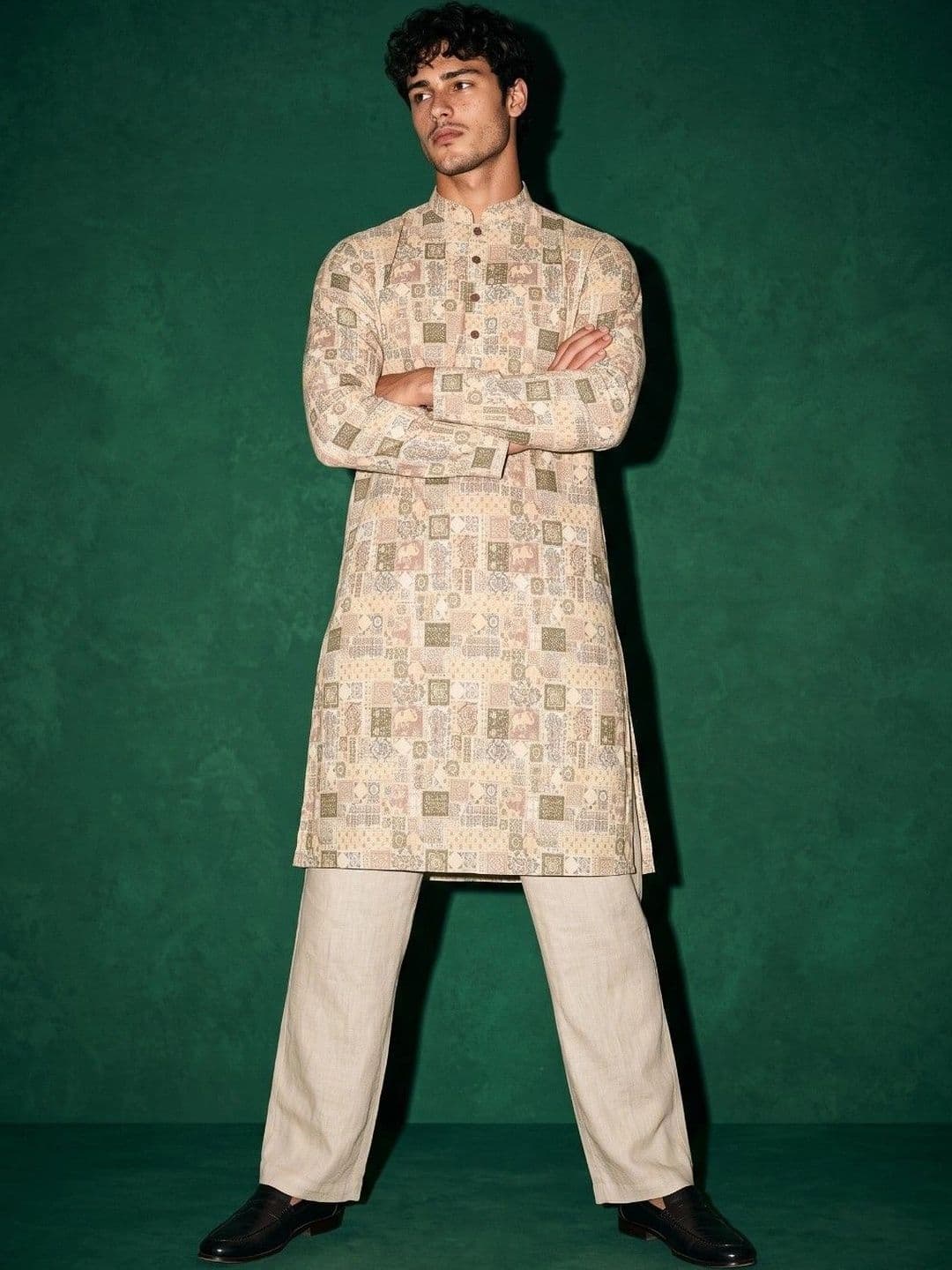DRIP CHOWK Men Ethnic Motifs Printed Jacquard Kurta thumbnail 7