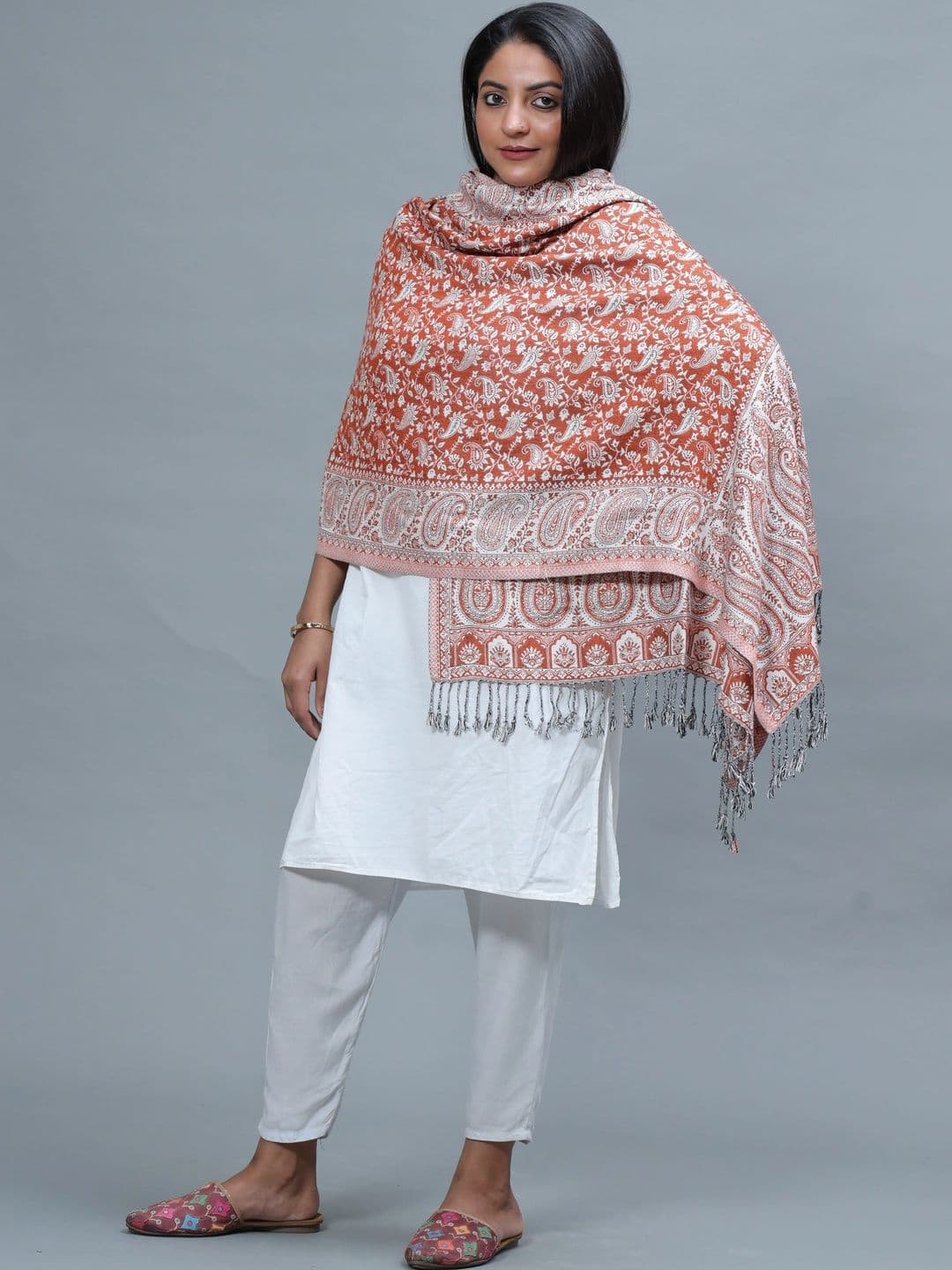 SHIFNEEN Women Ethnic Motifs Woven Design Acrylic Shawl - view 1