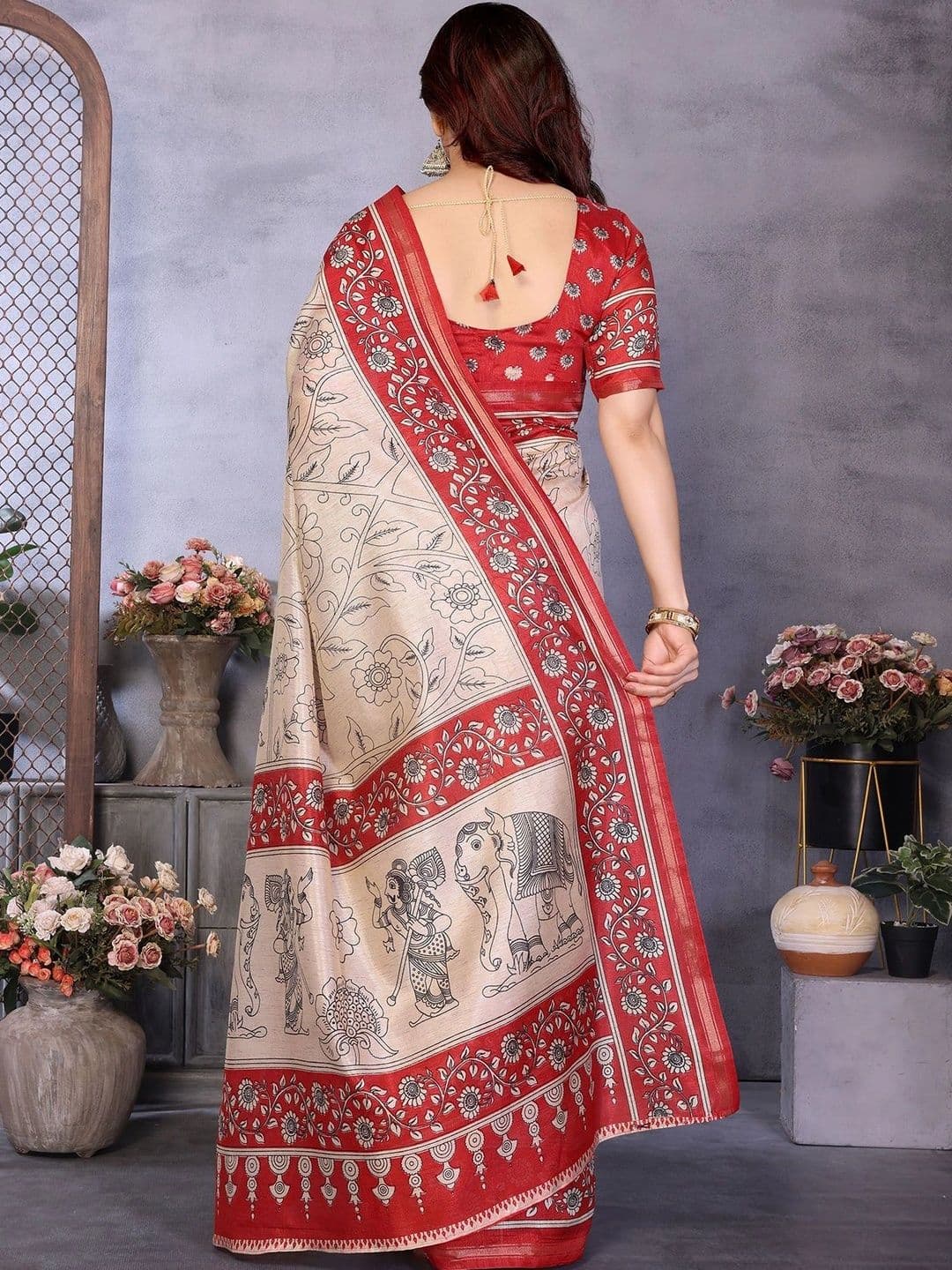 NIRVAAN Ethnic Motifs Linen Blend Saree thumbnail 3