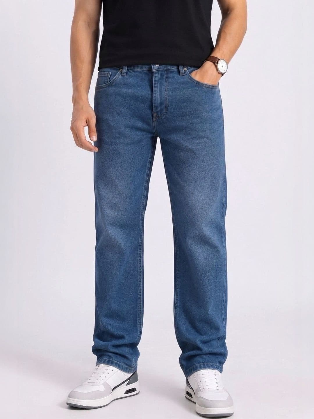 zayla Men Jean Regular Fit Mid-Rise Light Fade Stretchable Jeans - view 1