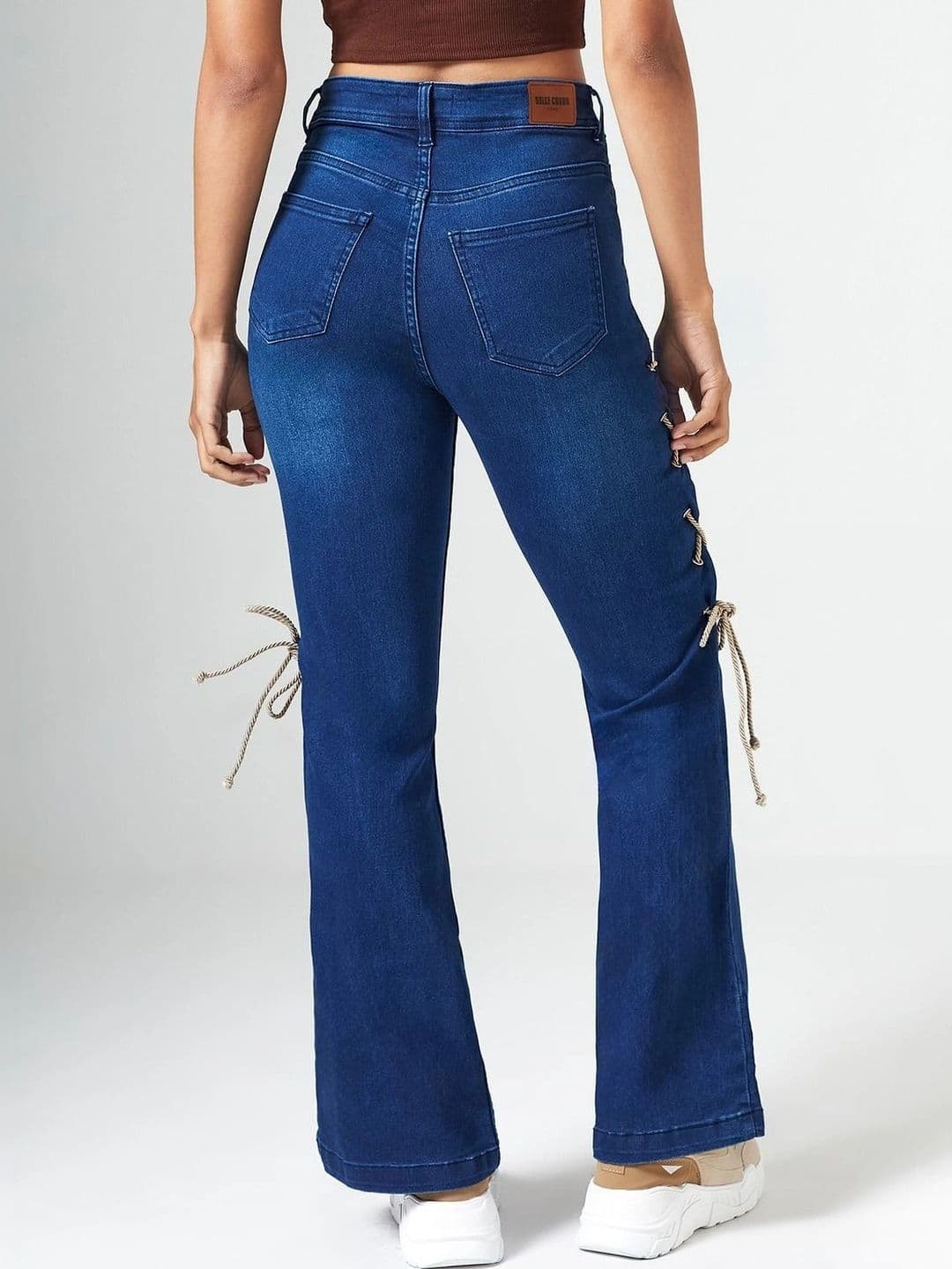 DOLCE CRUDO Women Bootcut Mid-Rise Coated Stretchable Jeans thumbnail 3