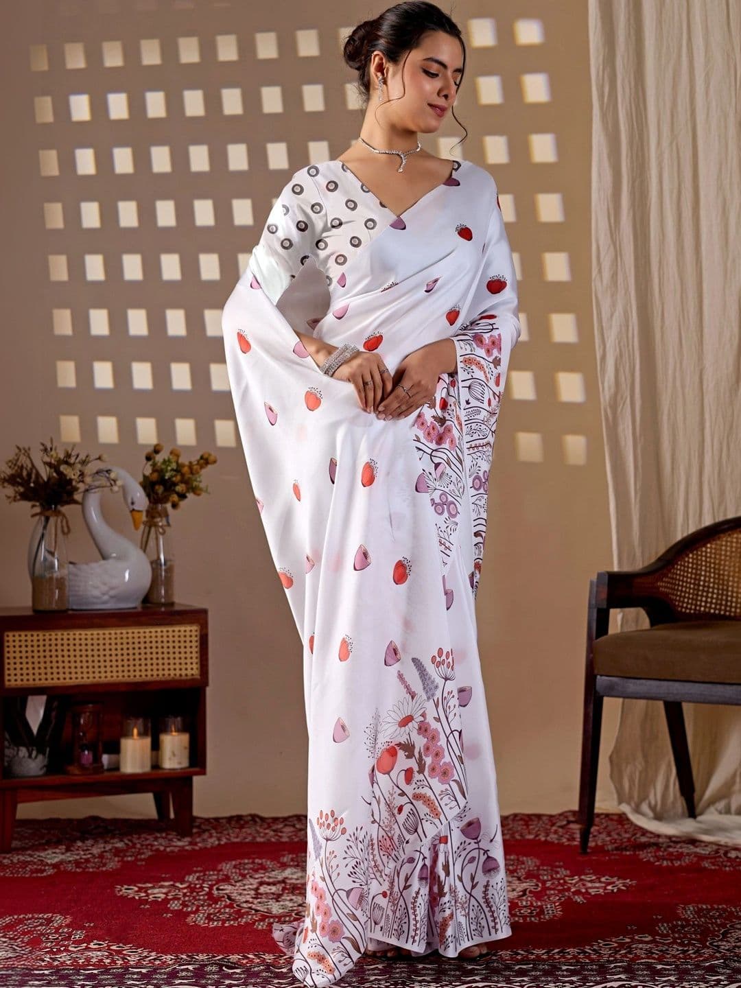 Moda Rapido Floral Satin Designer Saree thumbnail 6