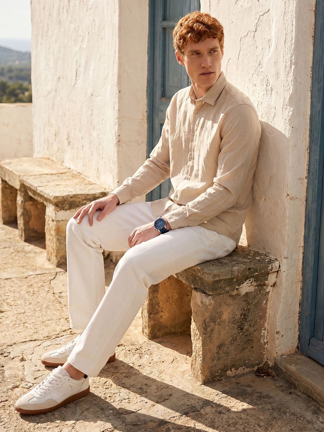 Mast & Harbour Easy Drape Textured Cream Shirt thumbnail 2