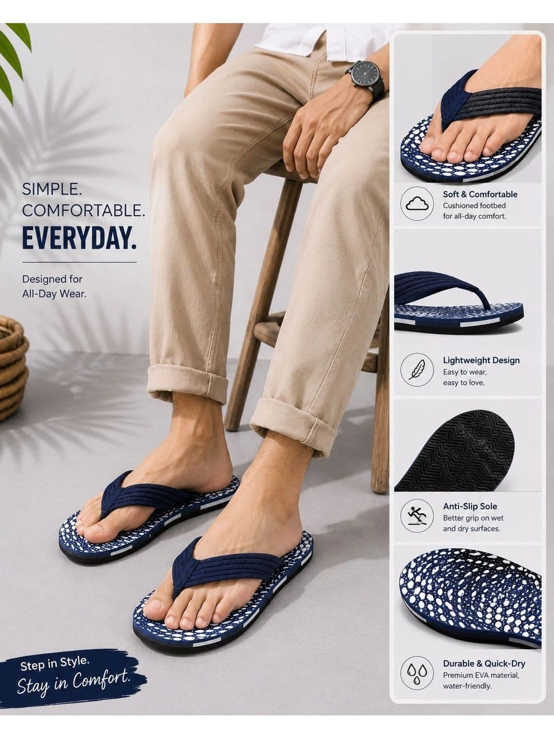 ENRIZZ Men Printed Thong Flip-Flops thumbnail 3