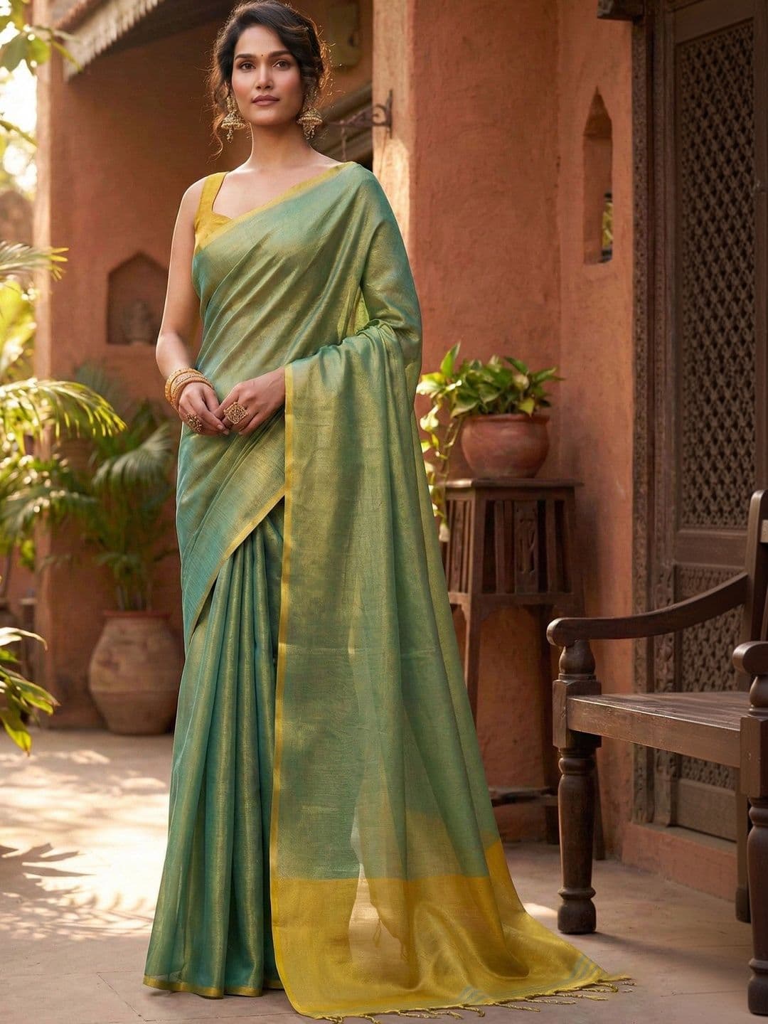Mitera Woven Design Tissue Saree - view 1