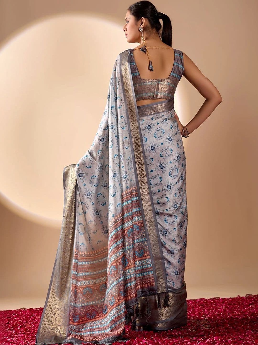 Moda Rapido Zari Silk Blend Designer Saree thumbnail 3