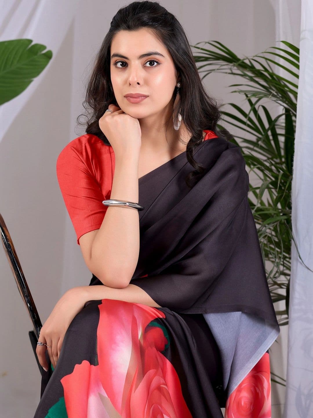 Moda Rapido Floral Satin Designer Saree thumbnail 7