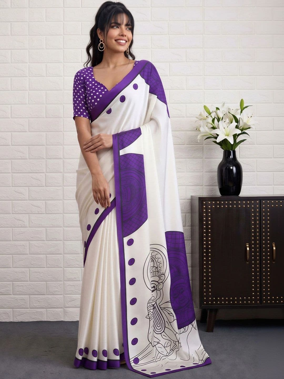 Anouk Ethnic Motifs Satin Designer Banarasi Saree - view 1