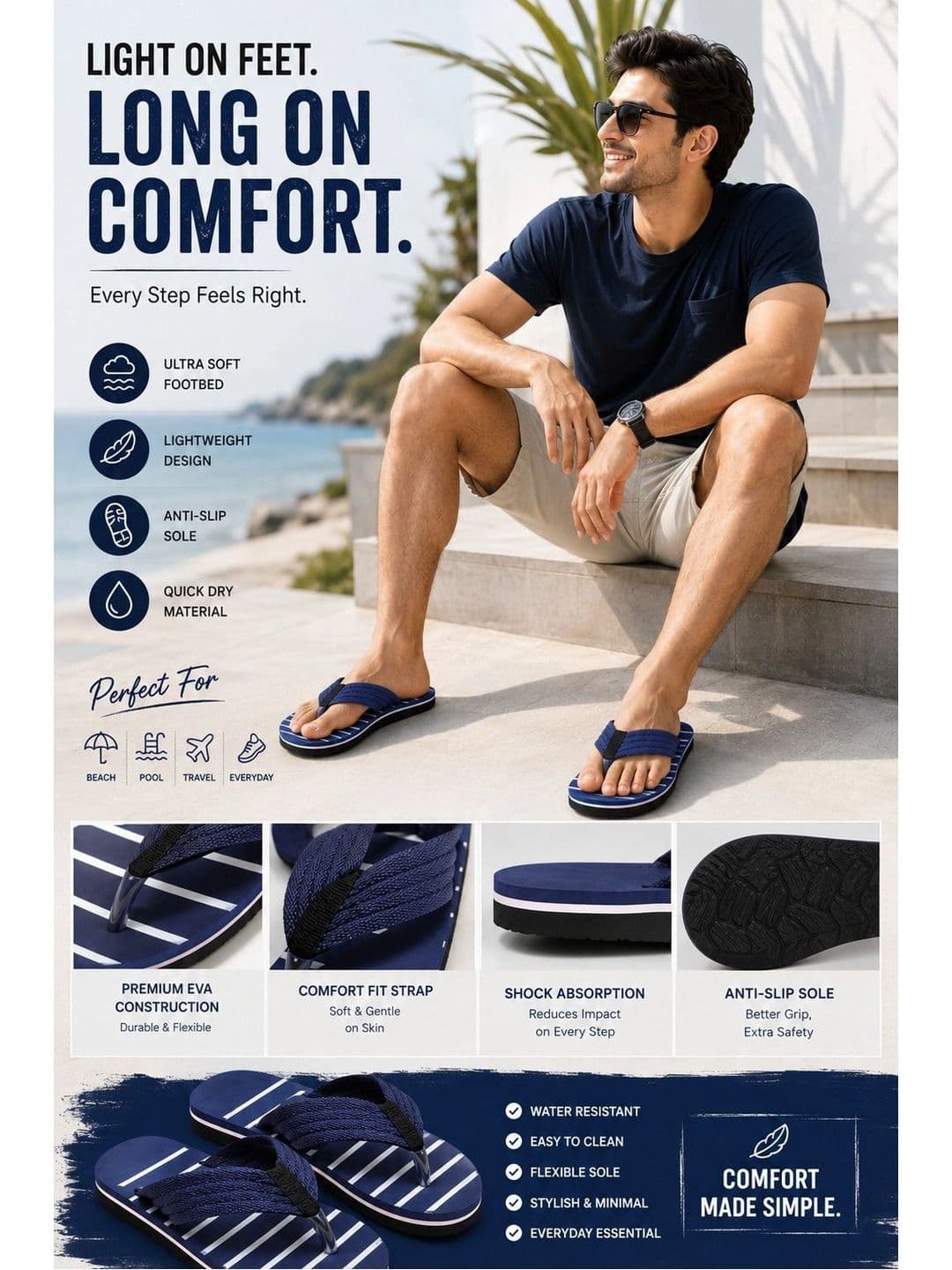 ENRIZZ Men Striped Thong Flip-Flops thumbnail 4